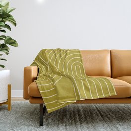Minimal Line Curvature XVII Chartreuse Mid Century Modern Arch Abstract Throw Blanket