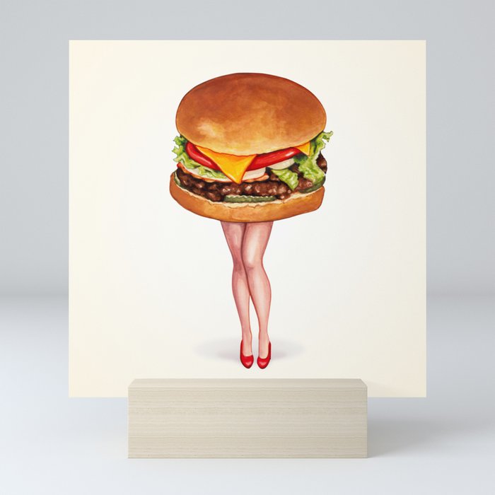 Cheeseburger Pin-Up Mini Art Print