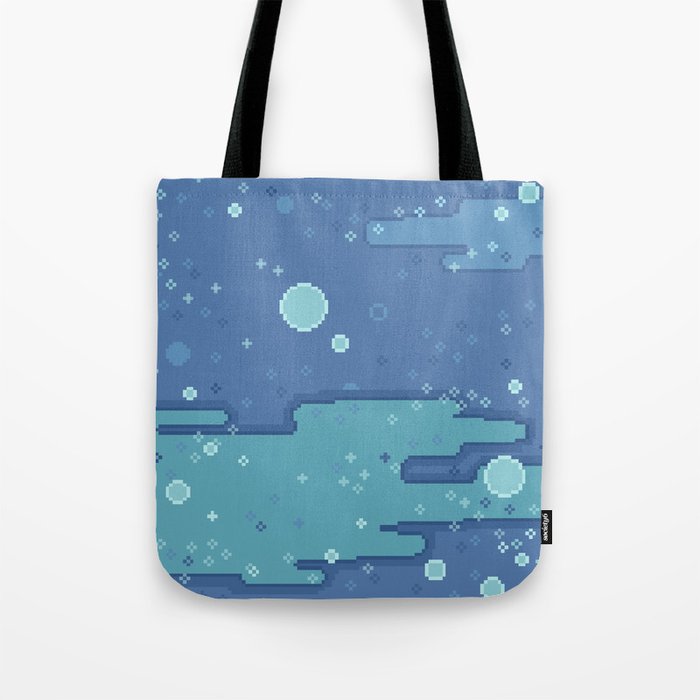 Blue Space Bubbles (8bit) Tote Bag