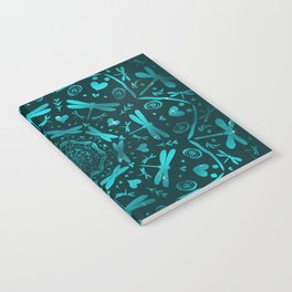 Decorative Dragonfly Mandala design in greens Notebook