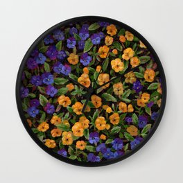 Spring Viola Floral Painting Wall Clock