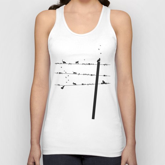Cats and Birds Unisex Tank Top