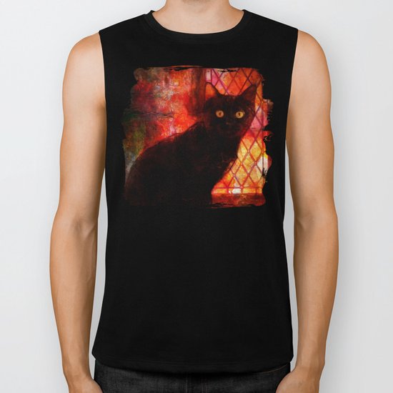Staring Cat Biker Tank