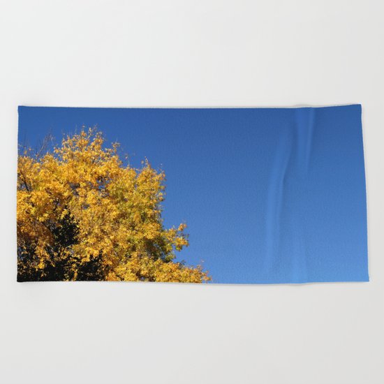 Yellow Autumn Tree Beach Towel
