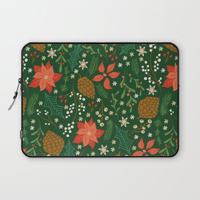 Winter Florals - Green Laptop Sleeve