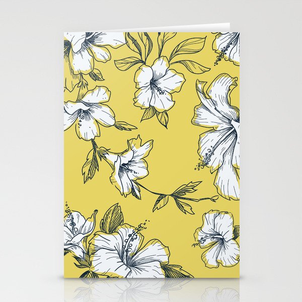 Eclectic Bouquet - Yellow Contemporary Drawing Stationery Cards