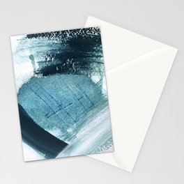 Pacific: a minimal abstract mixed media piece in blues and white Stationery Card