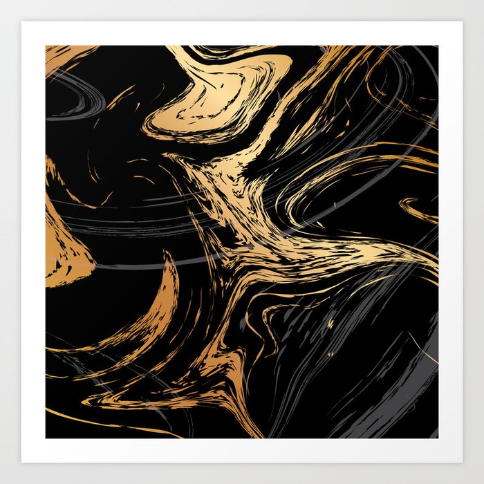 Luxurious Black And Gold Marble Art Print By Edmproject Society6