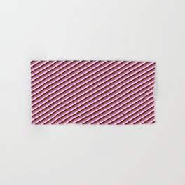 [ Thumbnail: Dim Gray, Orchid, Beige, and Dark Red Colored Lined/Striped Pattern Hand & Bath Towel ]