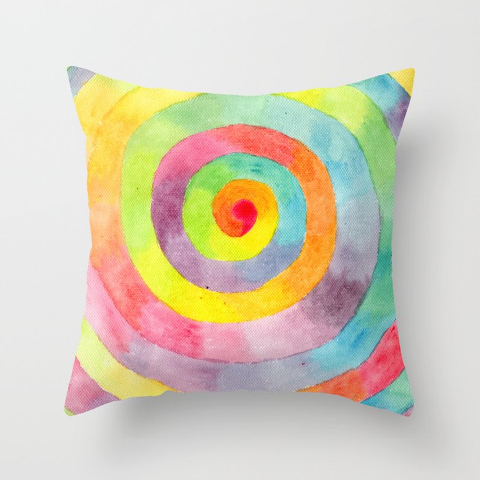 Rainbow spiral Throw Pillow