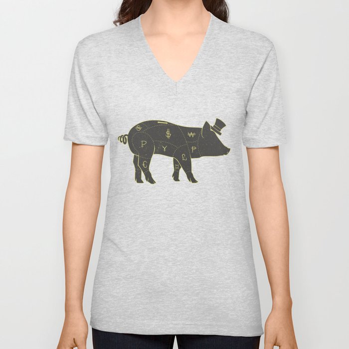 Piggy Bank V Neck T Shirt