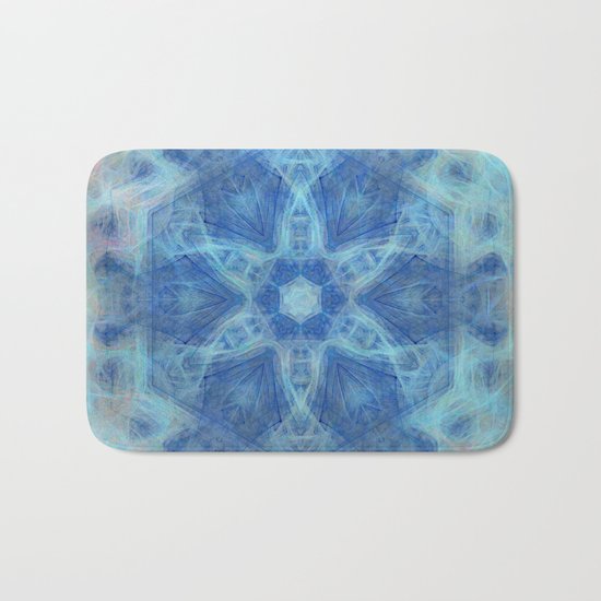 Wispy fairy kaleidoscope in blue Bath Mat
