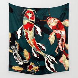 Swiming Koi Play Wall Hanging Tapestry Picnic Beach Sheet Bedspread Home Decor 
