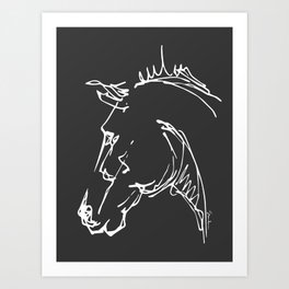 Horse head / black background Art Print
