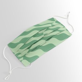 Retro Wavy Abstract Swirl Pattern in Green Face Mask