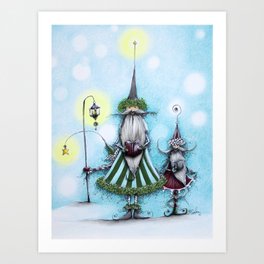 carolling gnomes Art Print