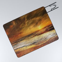 East Matunuck Beach Rhode Island Sunset Landscape Painting by Jeanpaul Ferro Picnic Blanket