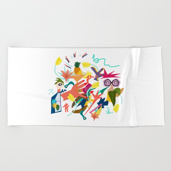 Illustration -between coffee and tea Beach Towel