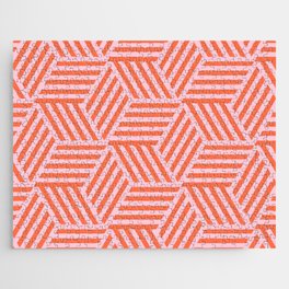 Geometric Coral and Pink Pattern Jigsaw Puzzle