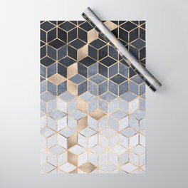 Soft Blue Gradient Cubes Wrapping Paper