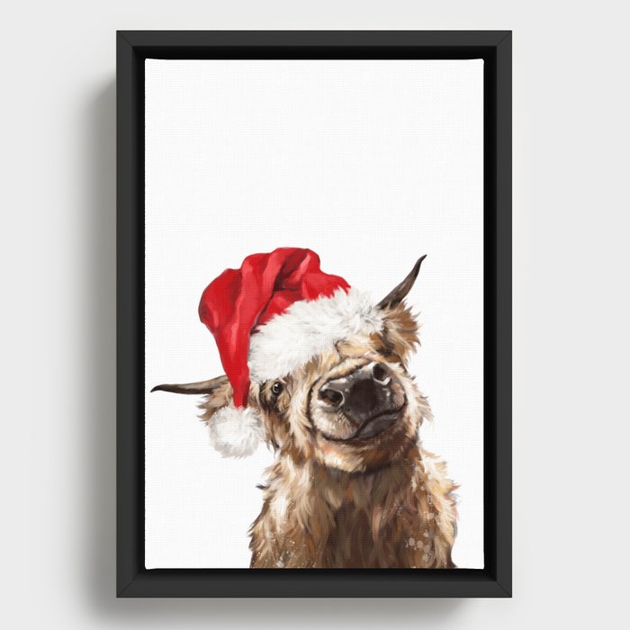 Christmas Highland Cow Framed Canvas