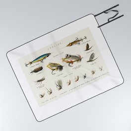 Salmon, Trout & Fresh Water Angling Fish Flies and Bait chart Picnic Blanket