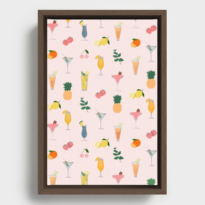 "Cocktails pattern" Framed Canvas