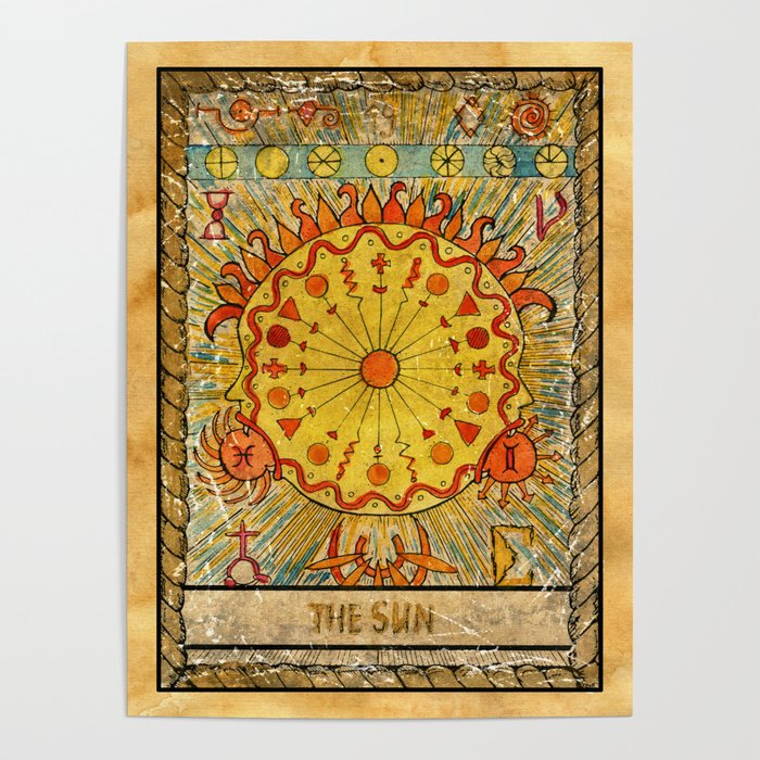 The Sun Vintage Tarot Card Poster