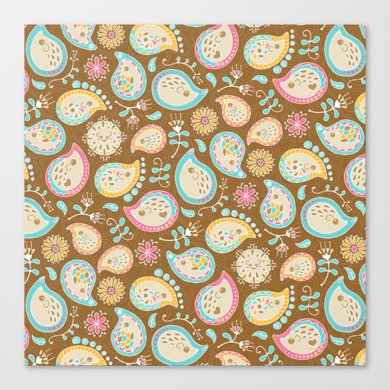Hedgehog Paisley_Colors and Cocoa Canvas Print