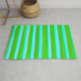 Paint Brush Stripes, Bright Blue and Green Area & Throw Rug