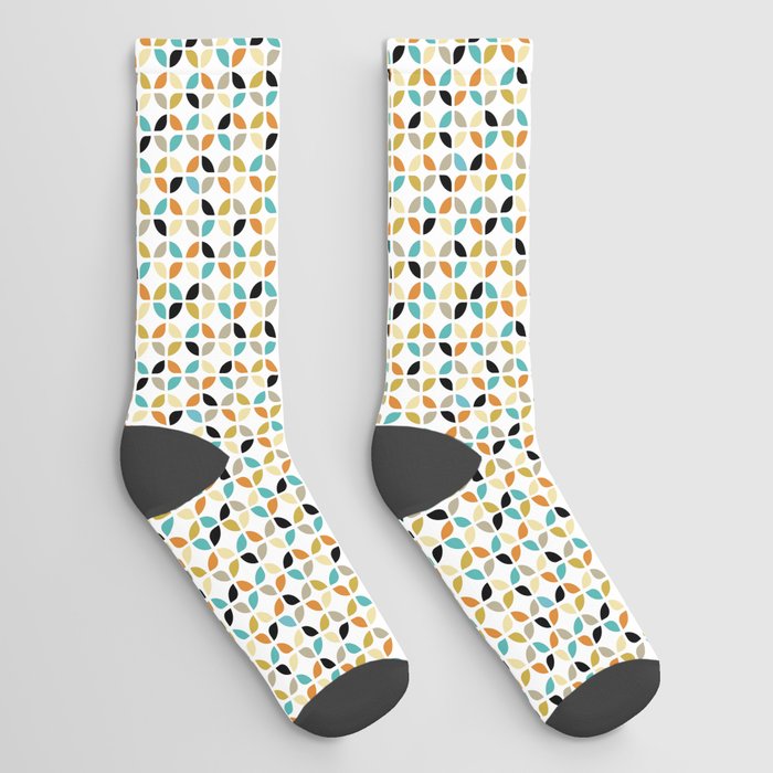Mid Century Modern Colorful Circles Pattern Socks