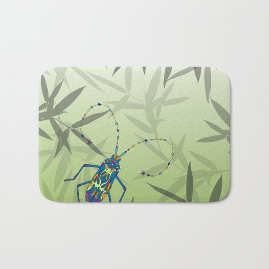 Insect Bamboo leaves Green Unique Pattern Bath Mat