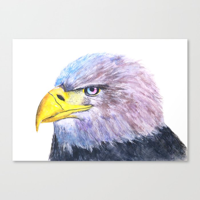 Hand-drawn watercolor isolated illustration of a bird eagle in white background	 Canvas Print