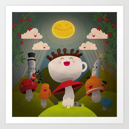 Jolly Coffeesburg (Soy, venti, vanilla latte, sugar-free) Art Print