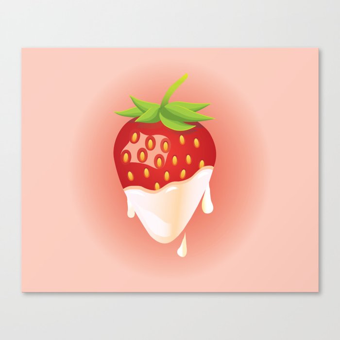 Strawberry covered with cream Canvas Print