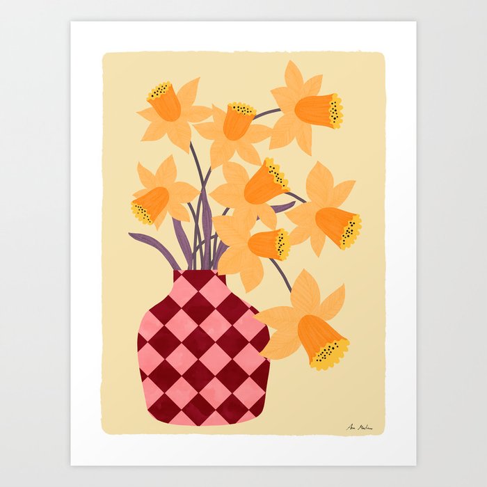 Daffodils and vase Art Print