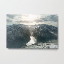 Mountain Panorama Metal Print | Mountain, Digital, Lake, Clouds, Radauscher, Color, Rock, View, Alps, Peak 