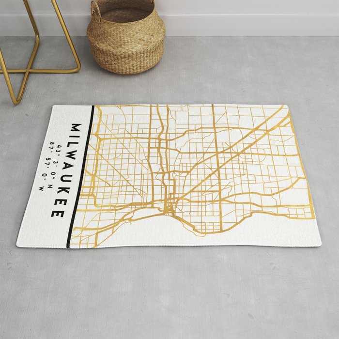 Milwaukee Wisconsin City Street Map Art Rug By Deificusart