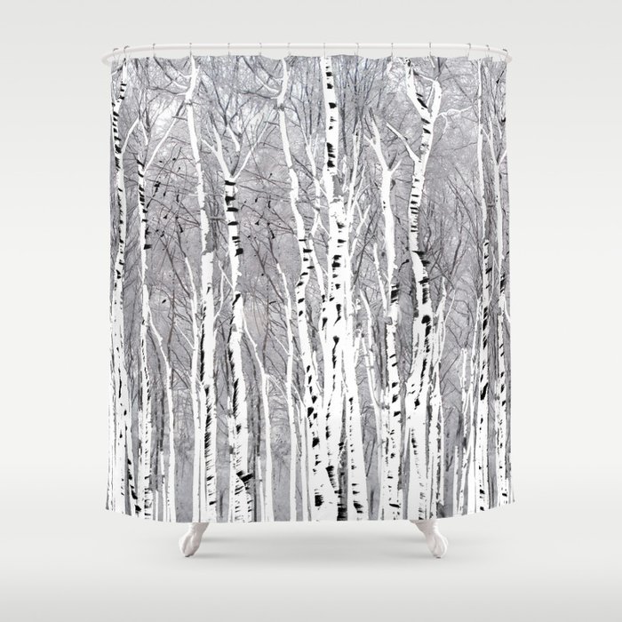 Birch Trees Shower Curtain By My Art, Birch Tree Fabric Shower Curtain