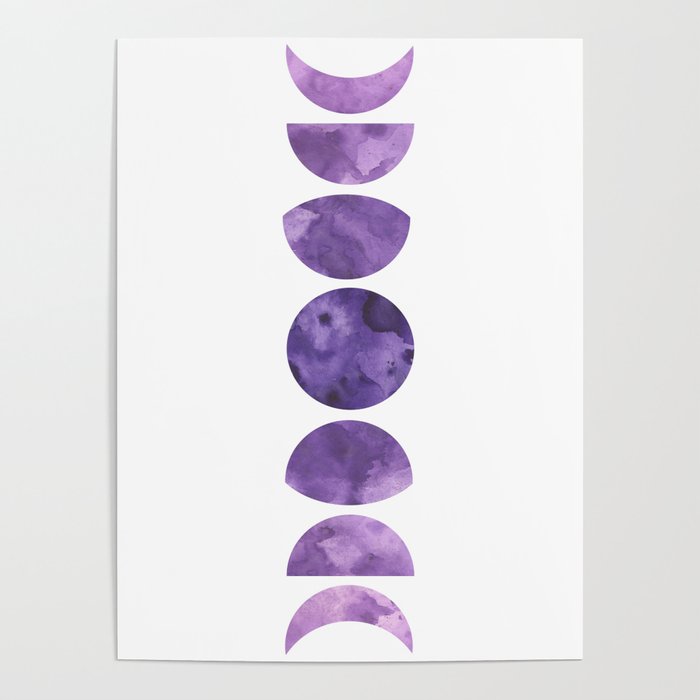 Lunar Phases in Violet Poster