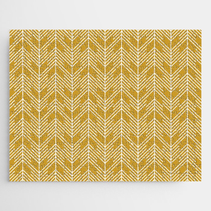 Bohemian Simple Arrows Gold & White Jigsaw Puzzle