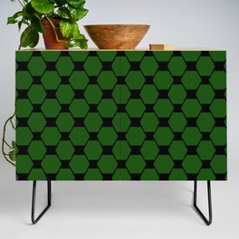 Green hexagon geometric retro pattern Credenza