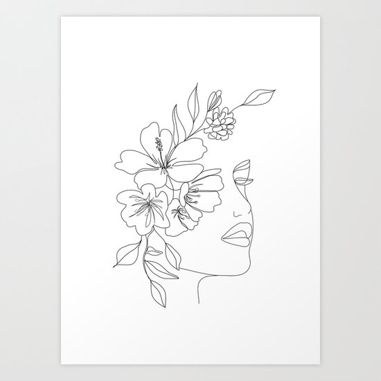Minimal Line Art Woman Face Ii Art Print By Nadja1 Society6,Anime Jacket Drawing Reference