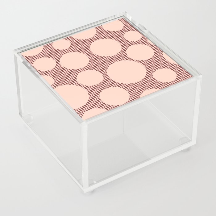 Mid Century Modern Simple Geometric Multi-coloured Dots Pattern - Brandy Acrylic Box