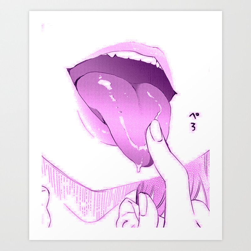 sexy anime aesthetic naughty tongue art print by lyssanii society6
