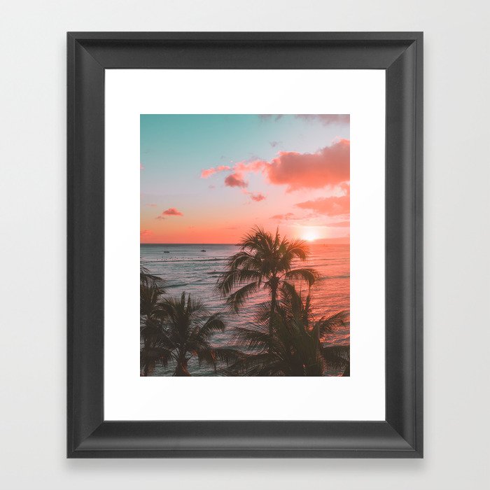 Colorful Sunset at the beach Framed Art Print