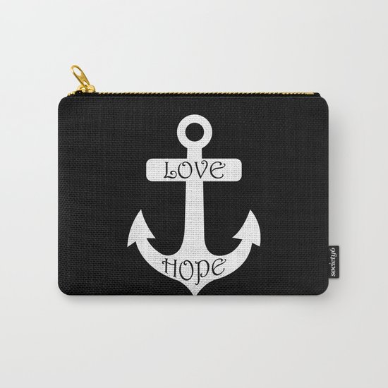 Black & White Love Hope Anchor Carry-All Pouch