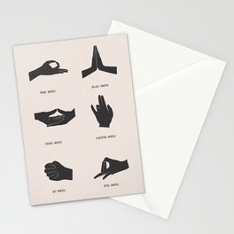 Hinduism Yoga Mudras Chart on Beige Background Stationery Cards