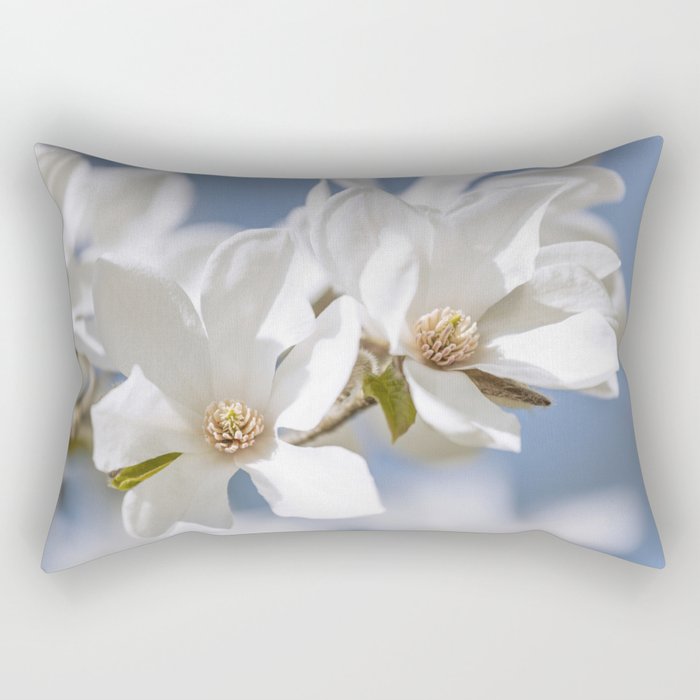 White Magnolia Rectangular Pillow