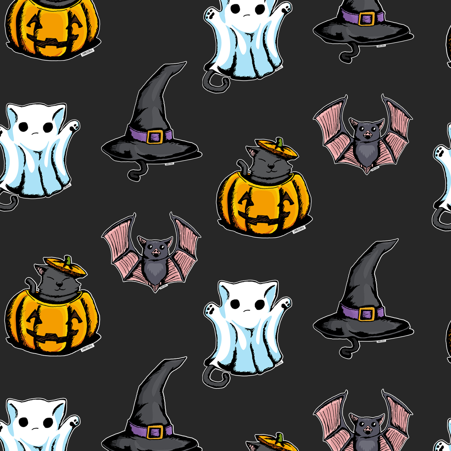 Cute Halloween Cat Kitten Bat Pattern Leggings By Zombiecraig Society6